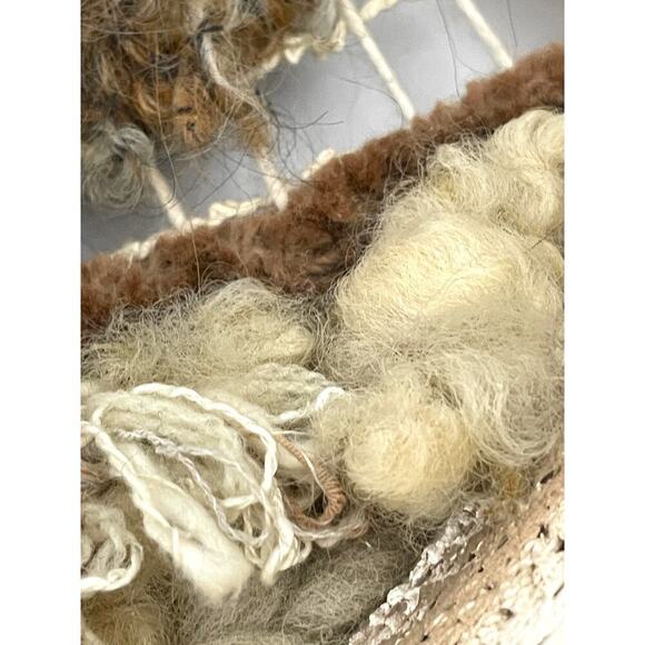 VTG Set of 2 Round Wall Hanging Ceramic Pottery Framed Tree Weaving Loom Decor - Picture 9 of 16